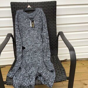 This is a gray and black AFRM long-sleeved sweater dress. 2XL